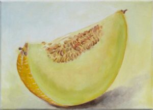 Das Bild zeigt gemalte Melonenstück