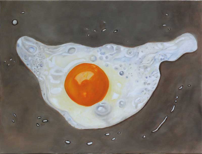 Zur Galerie essbar - kostbar Spiegelei 3, Oel auf Leinwand, 105 x 85 cm, 2015